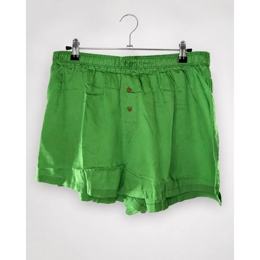 PINK Victoria's Secret Green Tencel Lyocell Boxer Pajama Shorts Medium NWT